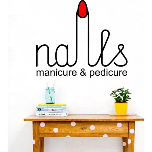 Large Nails Manicures Pedicure Salon Window Wall Sticker Nail Polish Manicure Beauty Salon Glass Wall Decal Vinyl Decor