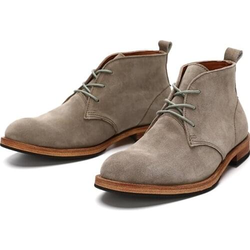 High Quality Vintage British Men Desert Boots Handmade Cow Leather Shoes Outdoor Ankle Boots Casual Tooling Chelsea Boots Autumn