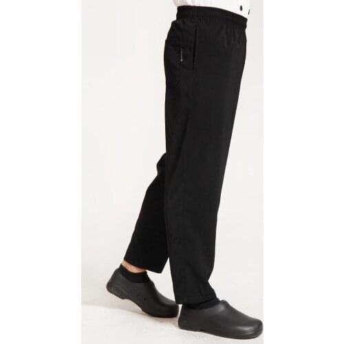 Elastic Waist Chef Pants Hotel Restaurant Coffee Shop Black Waiter Chefs Trousers Women and Men Checkered Overalls Free Shipping