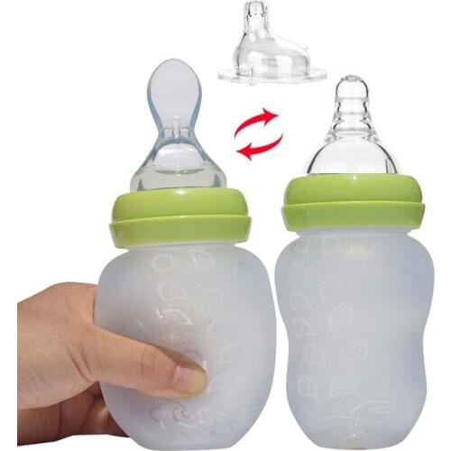 180ML Baby Bottles and Feeding Spoon Silicone Baby Feeding Cup Baby Water Bottle Kids Nursing Bottles