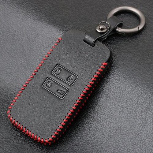 Genuine Leather Car Key Cases For Renault Clio Talisman Megane Scenic Kadjar Captur Koleos Smart Remote Fob Shell Cover