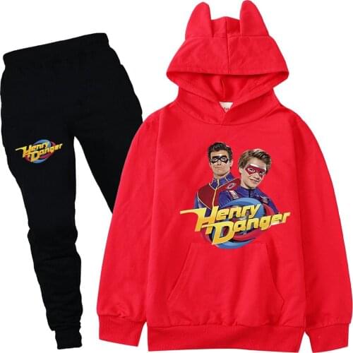 2021 Spring Henry Danger Hoodie Suit 65%Cotton Kids Hoodies And Pant Two-piece Children Clothing Set 4-16Years Girl Boys Clothes