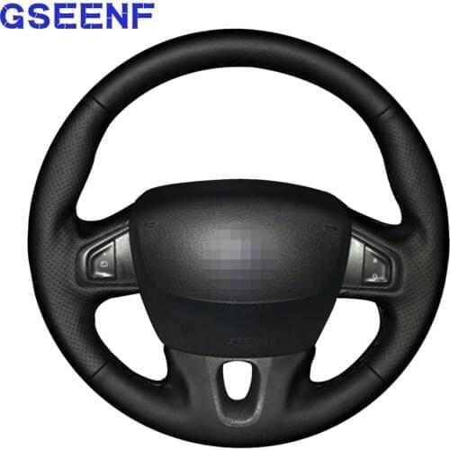 DIY Car Steering Wheel Cover Black Genuine Leather For Nissan NV250 Renault Fluence Megane 3 Grand Scenic Kangoo 2