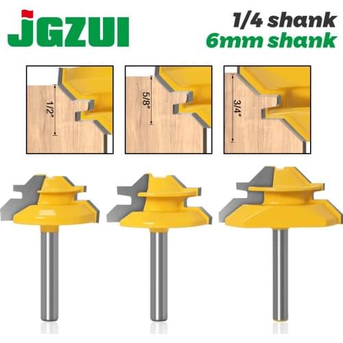 1-3Pc 45 Degree Lock Miter Router Bit 1/4 6m Shank Woodworking Tenon Milling Cutter Tool Drilling Milling For Wood Carbide Alloy