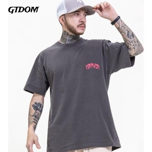 GTDOM Mens Summer 2021 Original Country Style Dark Funde popular logo Hip Hop Oversize Half Sleeve Short Sleeve T-Shirt