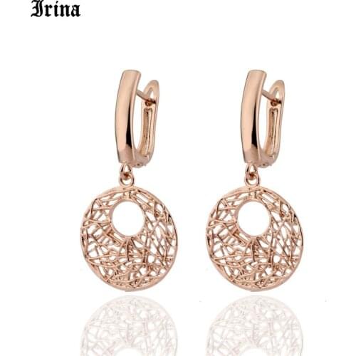 Hot Fashion Hollow 585 Rosed Gold-color Jewelry Delicate Round Earrings For Women Geometry Elegant 2020 Drop Earrings