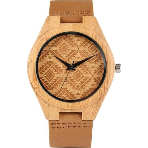 Quartz Wooden Watch for Men Exquisite Wooden Case Watches Durable Leather Band Wooden Wristwatch for Family Friend