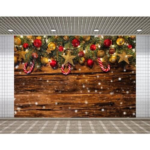 Lyavshi Christmas Wooden Board Light Star Branch Baby Photography Background Photographic Backdrop For Photo Studio