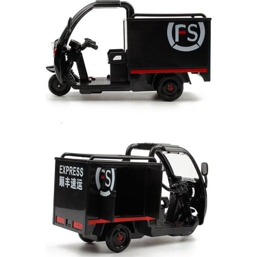 Express Tricycle Alloy Battery Diecast Model Car Sound and Light Simulation Childrens Toys Collection Art fans' decorations