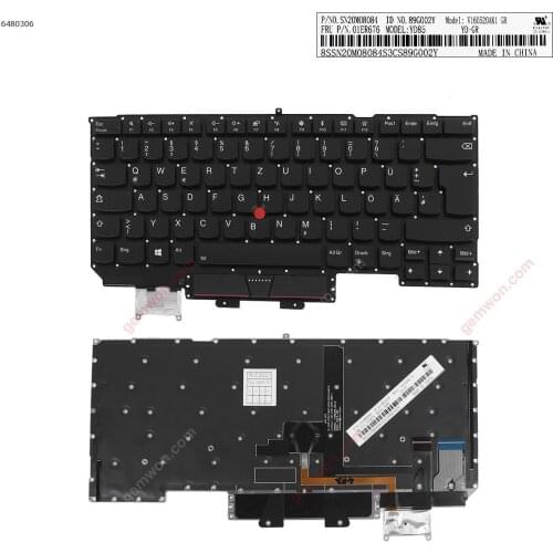 German QWERTZ Layout New Replacement Keyboard for Lenovo IBM ThinkPad X1 Carbon Gen 5 2017 Laptop Backlit with Pointer