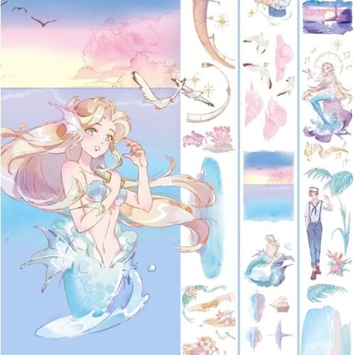 2021 new hand Curtain tape volume original beautiful dream fairy tale and sticker Mermaid love ab