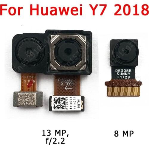 Original Front and Rear Back Camera For Huawei Y7 2018 Main Facing Camera Module Flex Cable Replacement Spare Parts