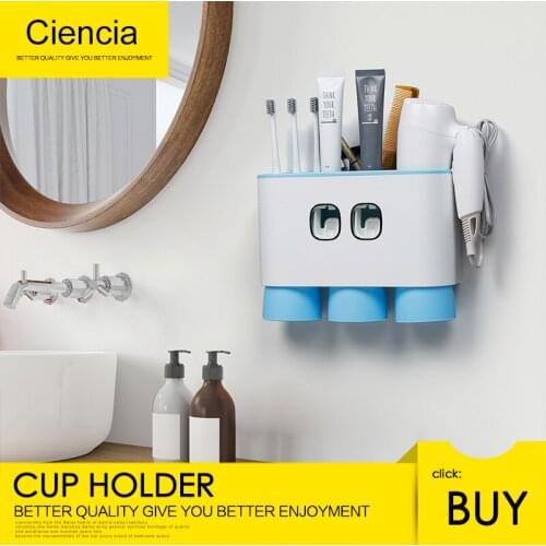 Free Shipping ABS Plastic Storage Shelf Glue-free installation Toothbrush rack free punching mouth brushing cup wall-mounted