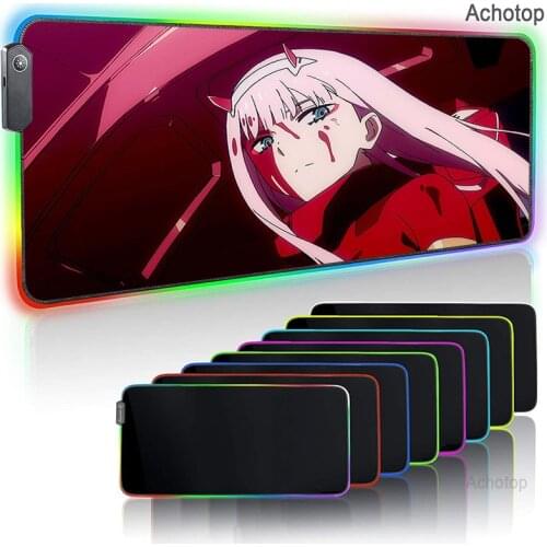Zero Two Darling in the FranXX Custom Led Mouse Pad Computer Mausepad XXL Backlit Anime Gamer Gaming Mouse for Bears Rgb Carpet