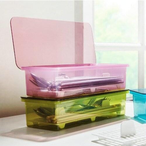Transparent Chopsticks Box Kitchen Finishing Knife And Fork Storage Plastic Drain Refrigerator Rectangular Dust-proof St