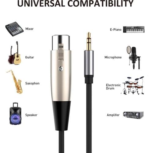 3.5mm Jack to XLR Cable 1.5m Male to Female Headphone Splitter Audio Cable for Mixer Microphones PC Speakers Computer Cellphone