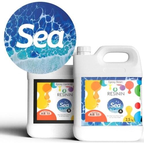 Resinin Sea 5 Kg Resinart Epoxy Resin-Hardener Kit AB DIY Geodeart Tabletop Oceanart Crystal Transparent Glue Resin 5 kg