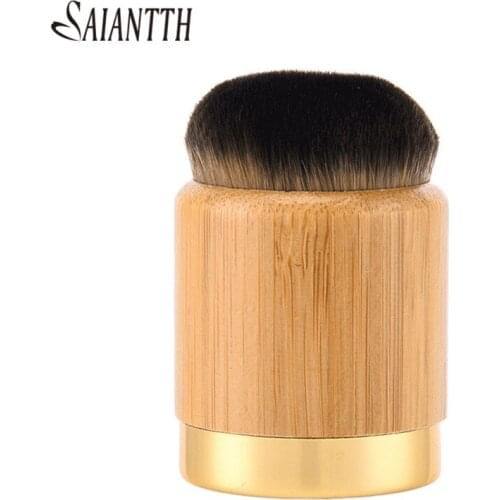 SAIANTTH portable chubby nature bamboo makeup brushes cosmetic blush foundation brush professional face Beauty make up maquiagem