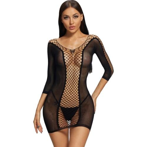 European And American Hot Style Sexy Underwear Short Skirt Fishnet Perspective Pajamas Q541