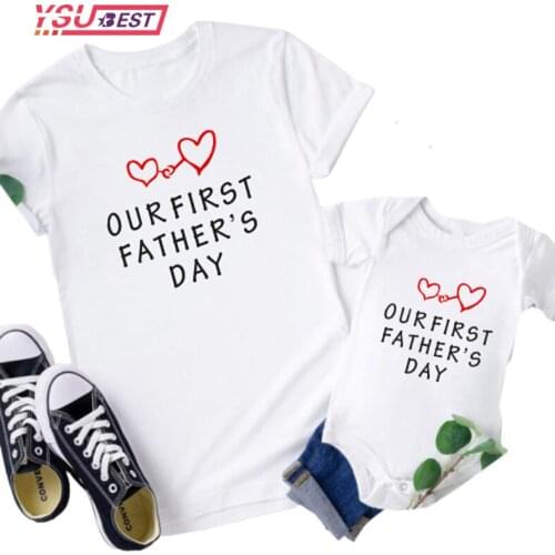 Family Look Funny Baby Daddy 2021 Family Matching Clothing our First Fathers Day Family Look T Shirt Baby Dad Matching Clothes