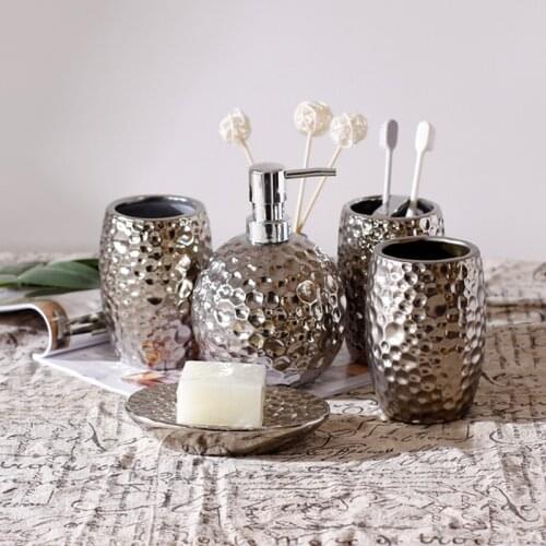 Electroplating Silver Soap Dispenser Gargle Cup Shower Accessories Household Too Thick Lotion Bottle Soap Dish Bathroom Decor