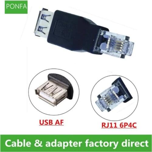 USB 2.0 A Female To RJ11 4Pin 6P4C Male Ethernet Network Phone Connector Adapter