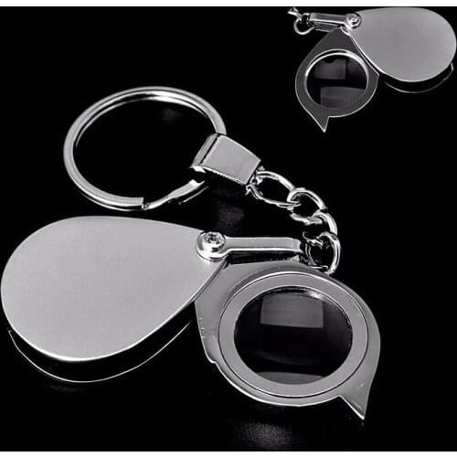 1pcs Folding Pocket 8X Magnifier Loupe Magnifying Glass Lens With Keychain Portable