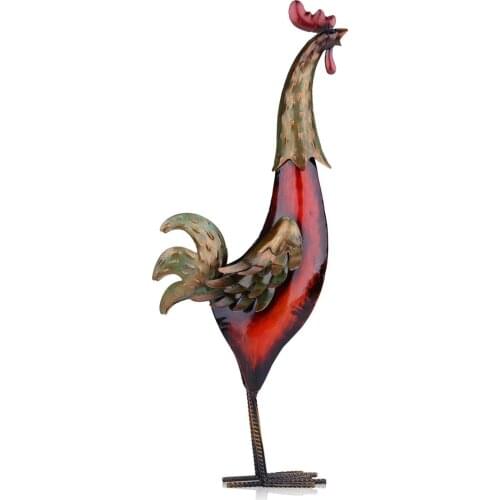 TOOARTS Statues Sculptures Iron Rooster Figurines Miniatures Metal Garden Statues Sculptures home decoration Handmade Crafts art