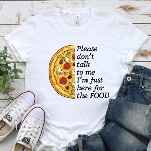 Harajuku Top Women Funny Pizza Print T-shirt Casual Ladies Basic O-collar Short Sleeved Women T-shirt Girl,Drop Ship