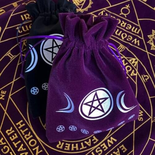 Three Moon Phase Tarot Card Dedicated Card Bag Card Small Object Jewelry Crystal Stone Storage Bag Dice storage box