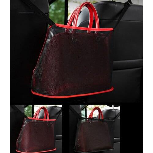 Universal Seat Gap Handbag Holder Auto Organizer Car Net Pocket Storage Mesh Bag Stowing Tidying