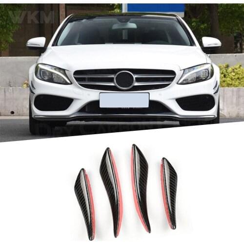 4PCS Carbon Fiber Universal Front Bumper Lip Spoiler Splitter Air Knife Canards Sticker for Benz A B C E S Class W205 W212 W218