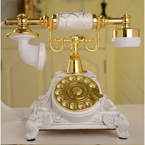Vintage Antique Retro Rotary Handset Desk Resin White Telephone European Style