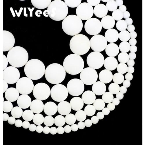 WLYeeS Top quality Natural Stone Matte White Tridacna Stone 4 6 8 10 12mm charm Round Loose bead for jewelry bracelet Making DIY