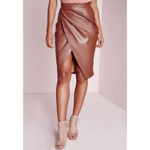 2016 Women Big Plus Size 3XS-10XL Clothes Summer Style Bag Hip Midi Skirt Faux Black Leather Skirt For Office Lady