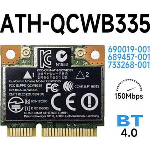 Replacement for Laptop 690019-001 689457-001 733268-001 Atheros AR9565 QCWB335 Mini PCIe WLAN WIFI Wireless Bluetooth Card