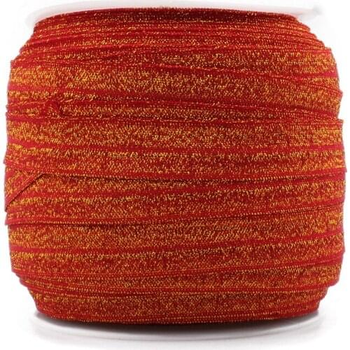 1PC=50Y 5/8"=15MM OEM Highly-flexible Elastic Glitter Velvet Ribbon Ornaments Solid Metallic Nylon Band for Hair Accessories