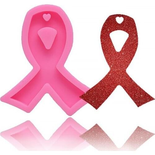 1 piece Awareness Ribbon Silicone Keychain Mold Resin Epoxy Mold For Keychain 10336750