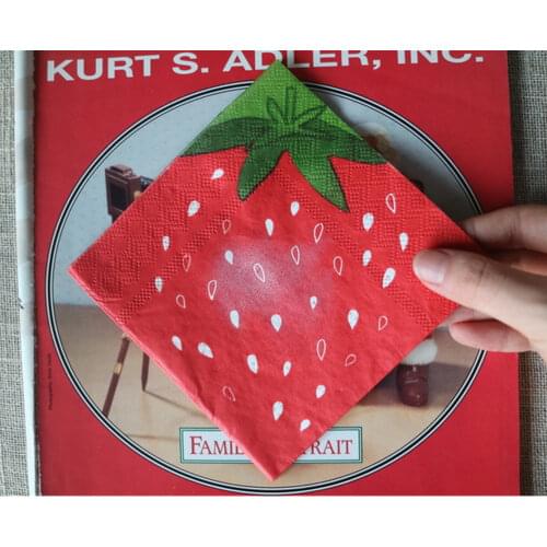 10/20pcs 25*25cm Strawberry Color Printed Paper Napkins Decoupage Table Paper Napkins Elegant Tissue Vintage Towel Party Decor