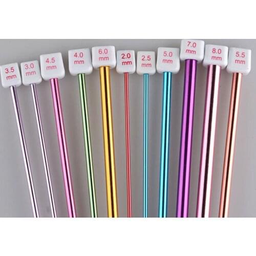 11 Pcs/ Set Crochet Hooks Needle Set Assorted Colors Tunisian Afghan Aluminum Knitting Needles Tools Kit B99