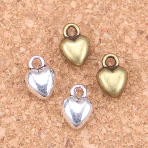 30pcs Charms puffy heart 9x7x4mm Antique Pendants,Vintage Tibetan Silver Jewelry,DIY for bracelet necklace