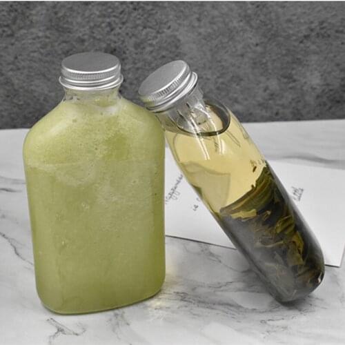 20pcs Transparent juice bottle liquor tea drinking bottles PET plastic 300ml cold drink packaging cup with aluminum foil lid