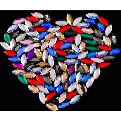 20p 3.5x8 navette flatback shiny glass stone No-hotfix crystal Nails Rhinestones jewels scrapbook Gems For Nail Art Decorations