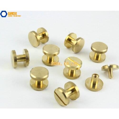 30 Pieces 10*5mm Leather Craft Belt Wallet Solid Brass Nail Rivet Chicago Screw Flat Head