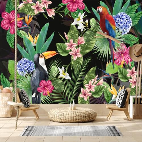 3d Custom Nordic Wallpapers for Living Room Bedroom Non Woven Walls Paper In Rolls Birds Florals Green Vinyl Murals Stickers Art