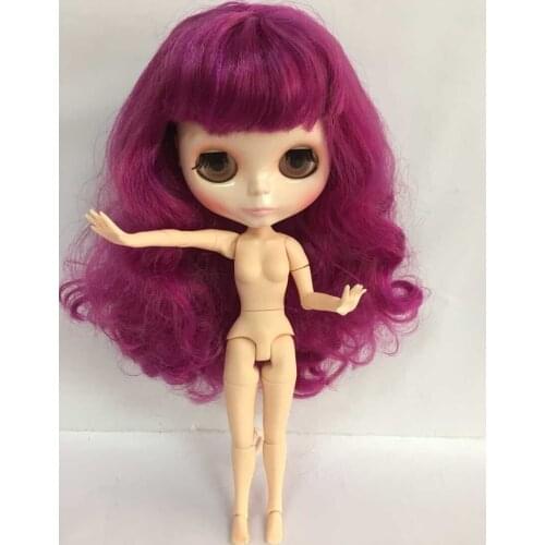 Free shipping cost joint body doll Nude Blyth Doll ,purple hair Factory doll, Suitable For DIY Change BJD Toy For Girls