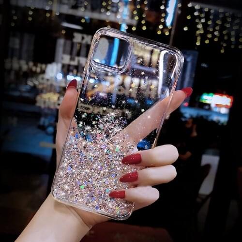 Glitter Sequin Soft Phone Cases For iPhone 12 Bling stars Cover For iPhone 12 Pro Max 12 mini Transparent Clear Coque