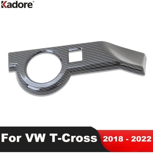 For Volkswagen T-Cross 2018 2019 2020 Carbon Fiber Headlight Switch Button Cover Trim Center Control Frame Car Accessories LHD