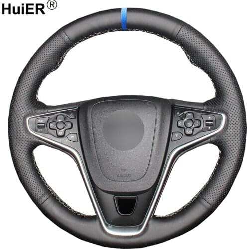 HuiER Hand Sew Car Steering Wheel Cover Black Leather For Buick Regal 2014 2015 Braid on Steering-wheel Auto Car Accessorie