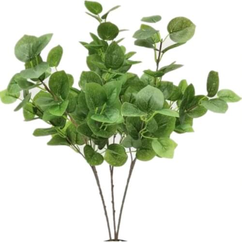 5pcs Artificial Eucalyptus Leaf Stems Greenery Grass Green Banyan Tree Branch for Wedding Floral Arrangement Decoration